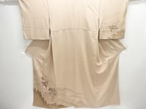 遠山に寺院風景模様訪問着